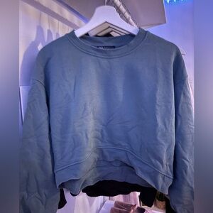 Zara Women's Teal Crew Neck Sweater